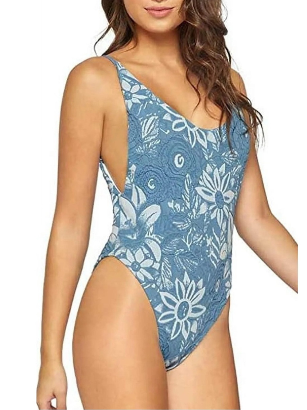 Blue Floral One-Piece Swimsuit